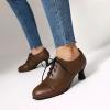 imageSHEMEE Womens Kitten Heels Oxford Pumps Victorian Style Vintage MidHeels Lace Up Brogues Witch Costume Cosplay ShoesBrown 252
