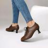 imageSHEMEE Womens Kitten Heels Oxford Pumps Victorian Style Vintage MidHeels Lace Up Brogues Witch Costume Cosplay ShoesBrown 252