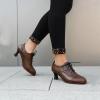 imageSHEMEE Womens Kitten Heels Oxford Pumps Victorian Style Vintage MidHeels Lace Up Brogues Witch Costume Cosplay ShoesBrown Pu
