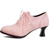 imageSHEMEE Womens Kitten Heels Oxford Pumps Victorian Style Vintage MidHeels Lace Up Brogues Witch Costume Cosplay ShoesPink 251