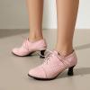 imageSHEMEE Womens Kitten Heels Oxford Pumps Victorian Style Vintage MidHeels Lace Up Brogues Witch Costume Cosplay ShoesPink 251