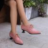 imageSHEMEE Womens Kitten Heels Oxford Pumps Victorian Style Vintage MidHeels Lace Up Brogues Witch Costume Cosplay ShoesPink Suede