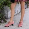 imageSHEMEE Womens Kitten Heels Oxford Pumps Victorian Style Vintage MidHeels Lace Up Brogues Witch Costume Cosplay ShoesPink Suede