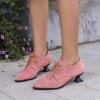 imageSHEMEE Womens Kitten Heels Oxford Pumps Victorian Style Vintage MidHeels Lace Up Brogues Witch Costume Cosplay ShoesPink Suede