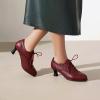 imageSHEMEE Womens Kitten Heels Oxford Pumps Victorian Style Vintage MidHeels Lace Up Brogues Witch Costume Cosplay ShoesRed 252