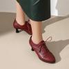 imageSHEMEE Womens Kitten Heels Oxford Pumps Victorian Style Vintage MidHeels Lace Up Brogues Witch Costume Cosplay ShoesRed 252