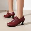 imageSHEMEE Womens Kitten Heels Oxford Pumps Victorian Style Vintage MidHeels Lace Up Brogues Witch Costume Cosplay ShoesRed 252