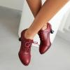 imageSHEMEE Womens Kitten Heels Oxford Pumps Victorian Style Vintage MidHeels Lace Up Brogues Witch Costume Cosplay ShoesRed Pu