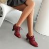 imageSHEMEE Womens Kitten Heels Oxford Pumps Victorian Style Vintage MidHeels Lace Up Brogues Witch Costume Cosplay ShoesRed Pu