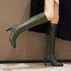 imageSHEMEE Womens Square Toe Chunky Heeled Knee High Boots Block Heels Tall Boot with Side ZipperArmy Green
