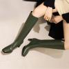 imageSHEMEE Womens Square Toe Chunky Heeled Knee High Boots Block Heels Tall Boot with Side ZipperArmy Green