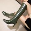 imageSHEMEE Womens Square Toe Chunky Heeled Knee High Boots Block Heels Tall Boot with Side ZipperArmy Green
