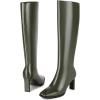 imageSHEMEE Womens Square Toe Chunky Heeled Knee High Boots Block Heels Tall Boot with Side ZipperArmy Green