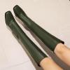 imageSHEMEE Womens Square Toe Chunky Heeled Knee High Boots Block Heels Tall Boot with Side ZipperArmy Green