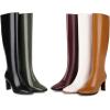 imageSHEMEE Womens Square Toe Chunky Heeled Knee High Boots Block Heels Tall Boot with Side ZipperBlack