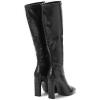 imageSHEMEE Womens Square Toe Chunky Heeled Knee High Boots Block Heels Tall Boot with Side ZipperBlackone