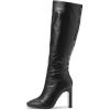 imageSHEMEE Womens Square Toe Chunky Heeled Knee High Boots Block Heels Tall Boot with Side ZipperBlackone