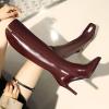 imageSHEMEE Womens Square Toe Chunky Heeled Knee High Boots Block Heels Tall Boot with Side ZipperBurgundy