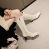 imageSHEMEE Womens Square Toe Chunky Heeled Knee High Boots Block Heels Tall Boot with Side ZipperOff White 2