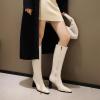 imageSHEMEE Womens Square Toe Chunky Heeled Knee High Boots Block Heels Tall Boot with Side ZipperOff White 2
