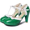 imageSHEMEE Womens Block High Heels TStrap Mary Jane Pumps Chunky Platform Ankle Strap Round Toe Cute Bow Kawaii Cosplay ShoesGreen