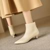 imageSHEMEE Fashion Womens Kitten Heels Ankle Boots Sexy Pointy Toe Booties Mid Heels Zipper Work Party Dress Shoes721 Beige