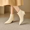 imageSHEMEE Fashion Womens Kitten Heels Ankle Boots Sexy Pointy Toe Booties Mid Heels Zipper Work Party Dress Shoes721 Beige