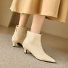 imageSHEMEE Fashion Womens Kitten Heels Ankle Boots Sexy Pointy Toe Booties Mid Heels Zipper Work Party Dress Shoes721 Beige