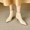 imageSHEMEE Fashion Womens Kitten Heels Ankle Boots Sexy Pointy Toe Booties Mid Heels Zipper Work Party Dress Shoes721 Beige