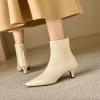 imageSHEMEE Fashion Womens Kitten Heels Ankle Boots Sexy Pointy Toe Booties Mid Heels Zipper Work Party Dress Shoes721 Beige