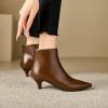 imageSHEMEE Fashion Womens Kitten Heels Ankle Boots Sexy Pointy Toe Booties Mid Heels Zipper Work Party Dress Shoes721 Brown