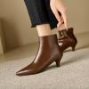 imageSHEMEE Fashion Womens Kitten Heels Ankle Boots Sexy Pointy Toe Booties Mid Heels Zipper Work Party Dress Shoes721 Brown