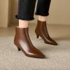 imageSHEMEE Fashion Womens Kitten Heels Ankle Boots Sexy Pointy Toe Booties Mid Heels Zipper Work Party Dress Shoes721 Brown
