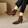imageSHEMEE Fashion Womens Kitten Heels Ankle Boots Sexy Pointy Toe Booties Mid Heels Zipper Work Party Dress Shoes721 Brown