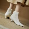 imageSHEMEE Fashion Womens Kitten Heels Ankle Boots Sexy Pointy Toe Booties Mid Heels Zipper Work Party Dress Shoes722 Beige