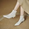 imageSHEMEE Fashion Womens Kitten Heels Ankle Boots Sexy Pointy Toe Booties Mid Heels Zipper Work Party Dress Shoes722 Beige