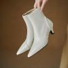 imageSHEMEE Fashion Womens Kitten Heels Ankle Boots Sexy Pointy Toe Booties Mid Heels Zipper Work Party Dress Shoes722 Beige