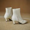 imageSHEMEE Fashion Womens Kitten Heels Ankle Boots Sexy Pointy Toe Booties Mid Heels Zipper Work Party Dress Shoes722 Beige