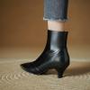 imageSHEMEE Fashion Womens Kitten Heels Ankle Boots Sexy Pointy Toe Booties Mid Heels Zipper Work Party Dress Shoes722 Black Pu