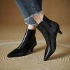 imageSHEMEE Fashion Womens Kitten Heels Ankle Boots Sexy Pointy Toe Booties Mid Heels Zipper Work Party Dress Shoes722 Black Pu