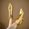 imageSHEMEE Fashion Womens Kitten Heels Ankle Boots Sexy Pointy Toe Booties Mid Heels Zipper Work Party Dress Shoes723 Gold