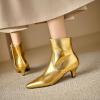 imageSHEMEE Fashion Womens Kitten Heels Ankle Boots Sexy Pointy Toe Booties Mid Heels Zipper Work Party Dress Shoes723 Gold