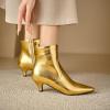 imageSHEMEE Fashion Womens Kitten Heels Ankle Boots Sexy Pointy Toe Booties Mid Heels Zipper Work Party Dress Shoes723 Gold