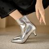 imageSHEMEE Fashion Womens Kitten Heels Ankle Boots Sexy Pointy Toe Booties Mid Heels Zipper Work Party Dress Shoes723 Silver