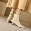 imageSHEMEE Fashion Womens Kitten Heels Ankle Boots Sexy Pointy Toe Booties Mid Heels Zipper Work Party Dress ShoesBeige