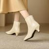 imageSHEMEE Fashion Womens Kitten Heels Ankle Boots Sexy Pointy Toe Booties Mid Heels Zipper Work Party Dress ShoesBeige