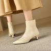 imageSHEMEE Fashion Womens Kitten Heels Ankle Boots Sexy Pointy Toe Booties Mid Heels Zipper Work Party Dress ShoesBeige