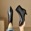 imageSHEMEE Fashion Womens Kitten Heels Ankle Boots Sexy Pointy Toe Booties Mid Heels Zipper Work Party Dress ShoesBlack