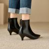 imageSHEMEE Fashion Womens Kitten Heels Ankle Boots Sexy Pointy Toe Booties Mid Heels Zipper Work Party Dress ShoesBlack