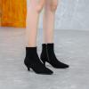 imageSHEMEE Fashion Womens Kitten Heels Ankle Boots Sexy Pointy Toe Booties Mid Heels Zipper Work Party Dress ShoesBlack Suede